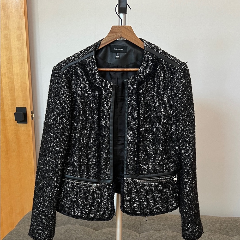 Karen Millen Black and White Tweed Blazer
